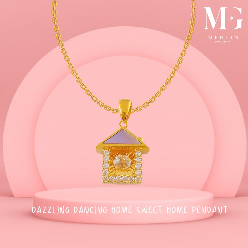916 Gold Dazzling Dancing Home Sweet Home Pendant | Merlin Goldsmith
